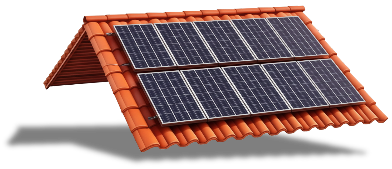 Telhado com painéis solares instalados